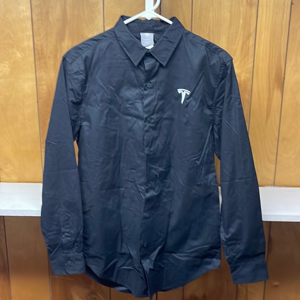 Tesla employee black button down shirt size medium